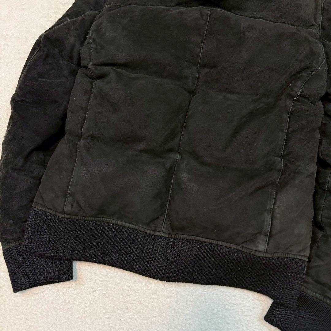 イサムカタヤマバックラッシュ レザー ダウンジャケット ラムレザー フード