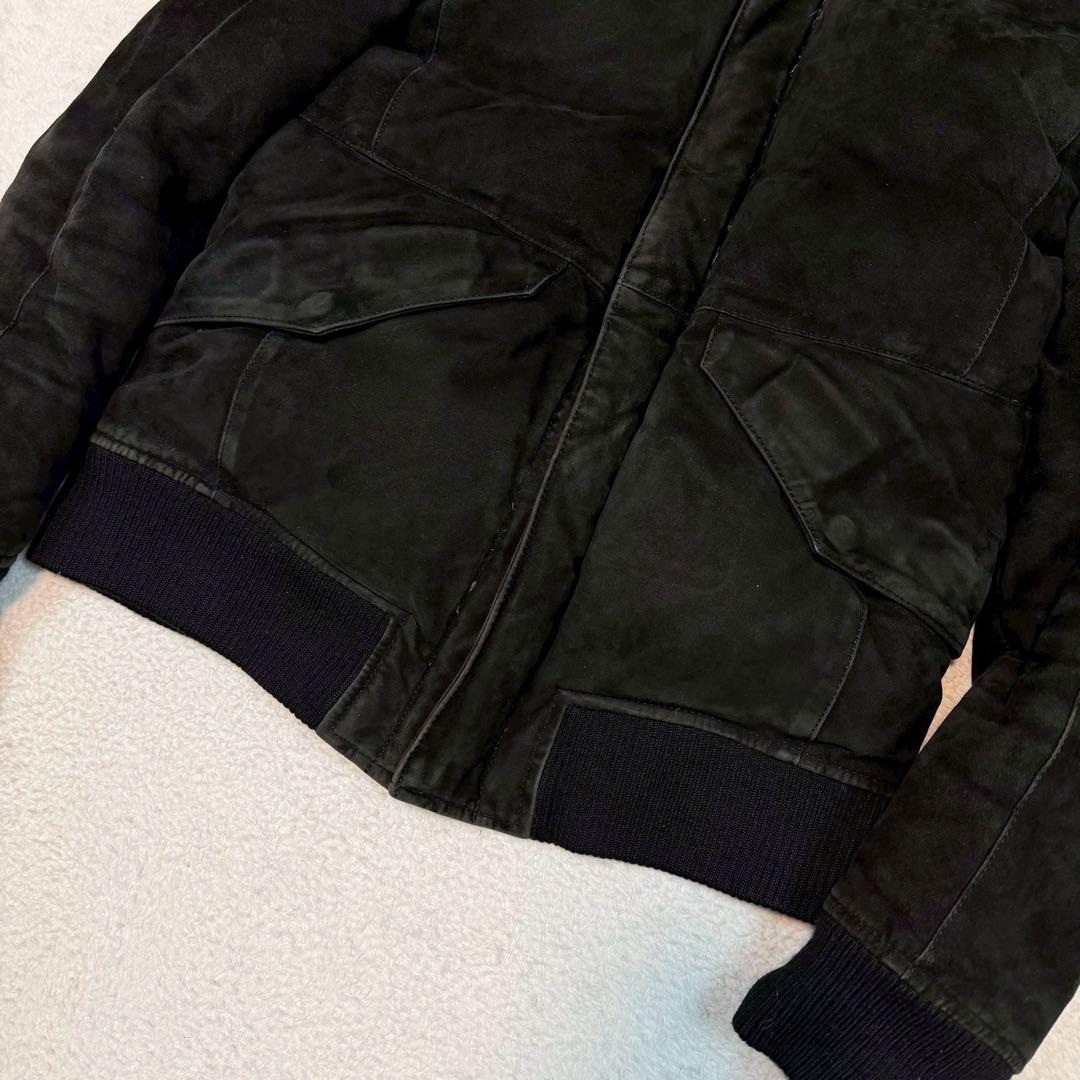 イサムカタヤマバックラッシュ レザー ダウンジャケット ラムレザー フード