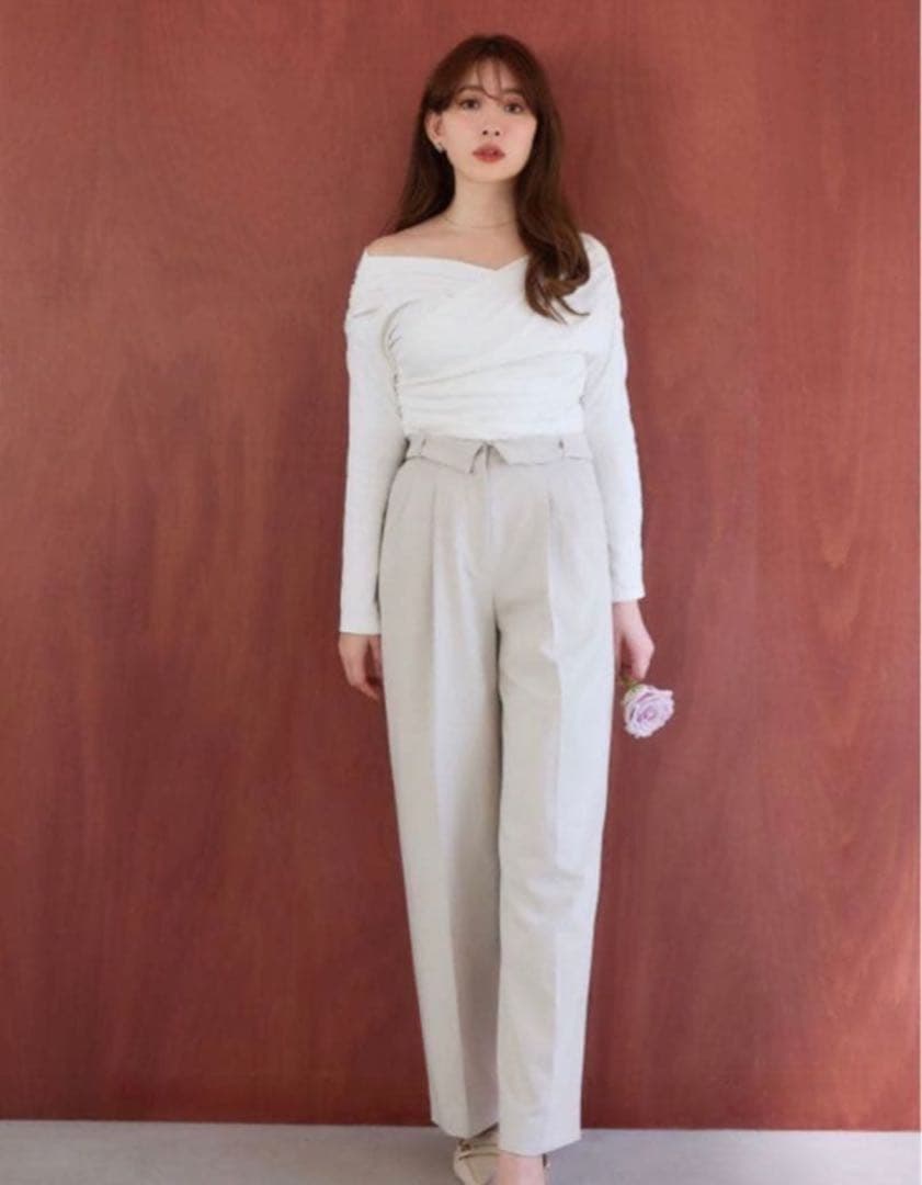 パンツ herlipto High Waist Tuck Trousers