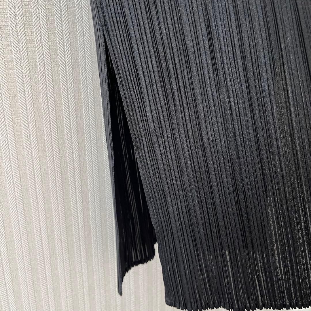 PLEATSPLEASE イッセイミヤケ ロングチュニック　ノースリーブ 黒