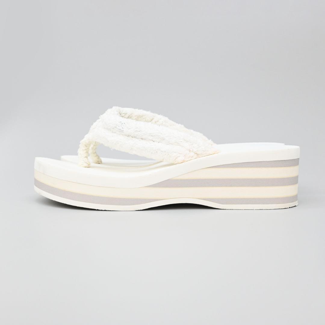 ■ □ 46989★夏 シャネル ココマーク 厚底ビーチサンダル 37 パイル