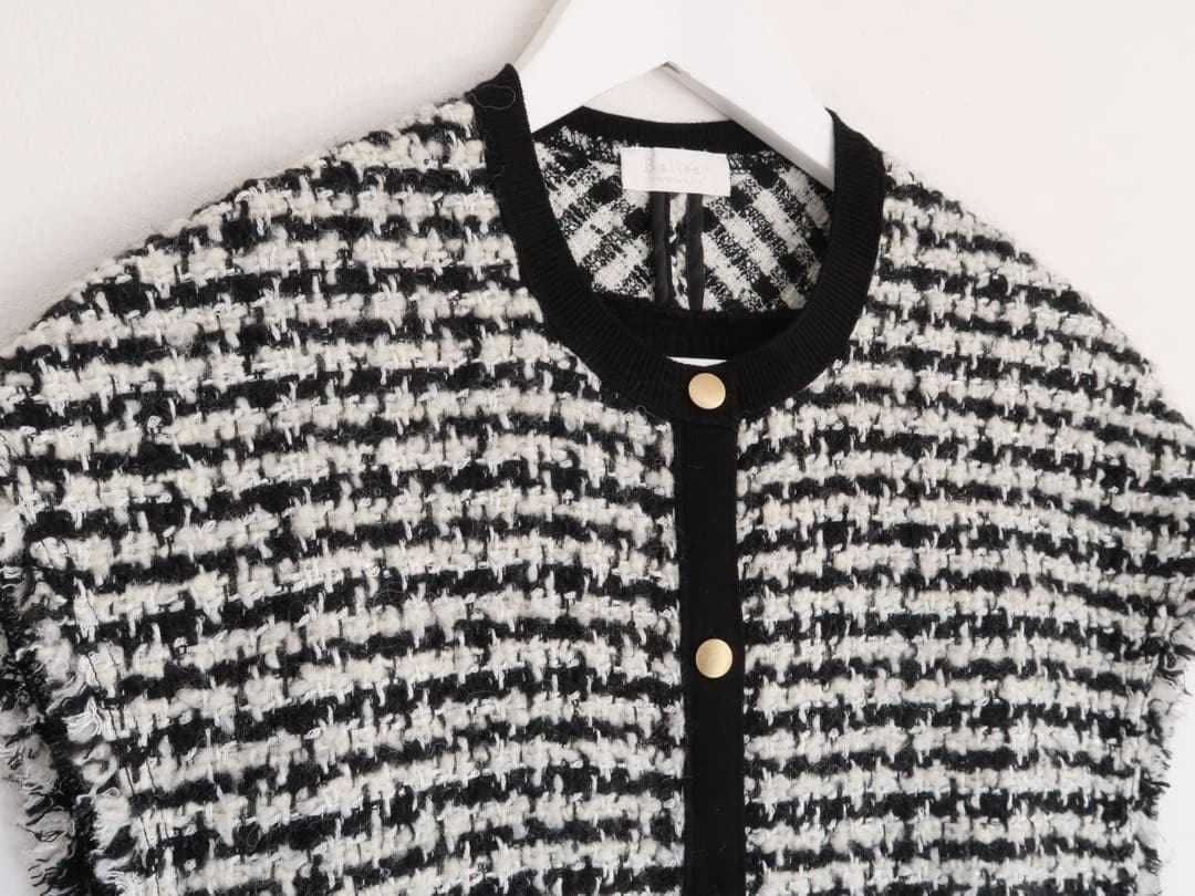 Ballsey ニットコンビツイード フレンチスリーブジレ 36