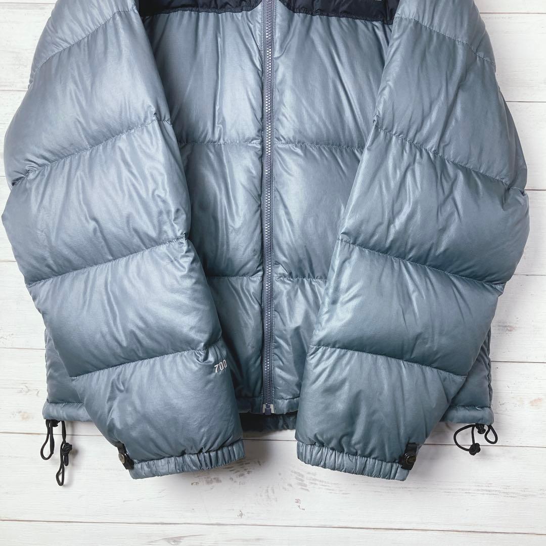 ノースフェイス ダウンジャケット ヌプシ ロゴ刺繡　700FP 灰 黒 L