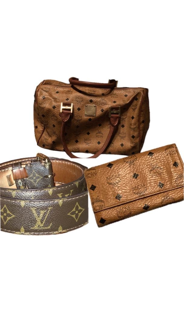 【3点まとめ売り】MCM バッグ＋LOUIS VUITTONベルト＋MCM長財布