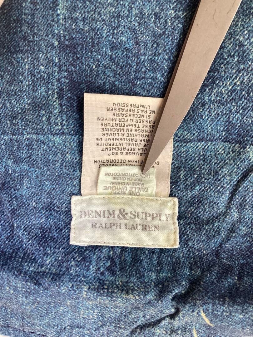 希少！デニム&サプライ大判ストールRRLラルフローレン古着ショール　ラルフ