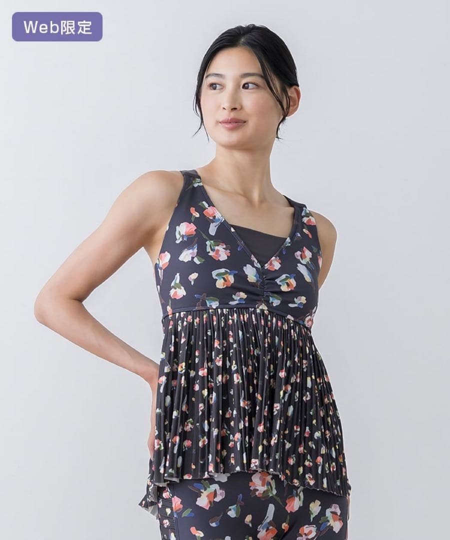 【SUKALA】ローズプリントプリーツタンクトップ Mサイズ 新品タグ付き