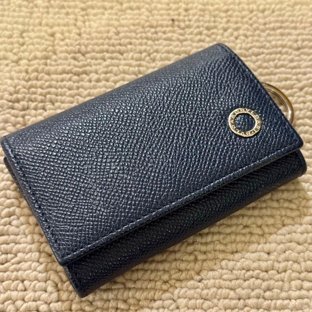 ふくまんえん　BVLGARI ネイビー　 グレインレザー 6連 キーケース