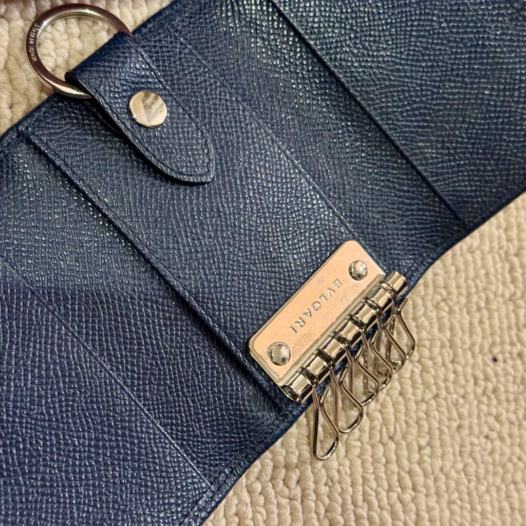ふくまんえん　BVLGARI ネイビー　 グレインレザー 6連 キーケース