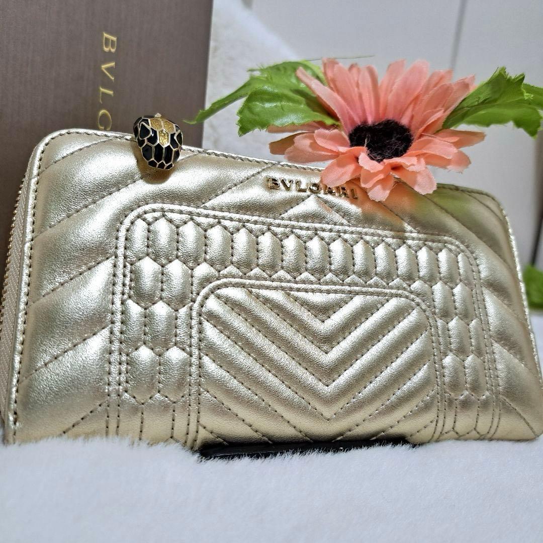✨ほぼ未使用✨ブルガリ　長財布　ラウンドファスナー セルペンティ　キルティング