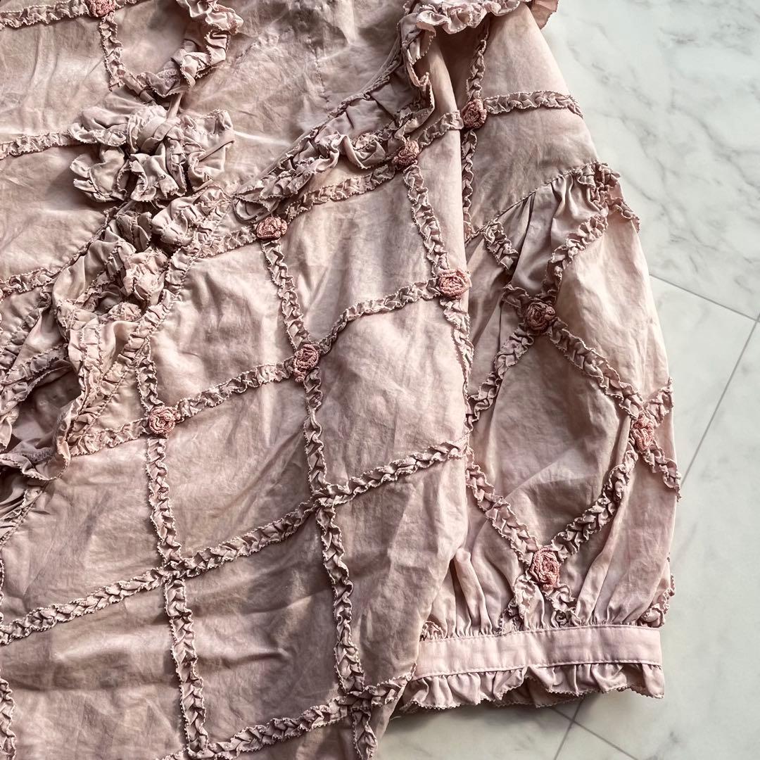 PINK HOUSE 羽織ブラウス　薔薇モチーフ　フリル　リボン　日本製