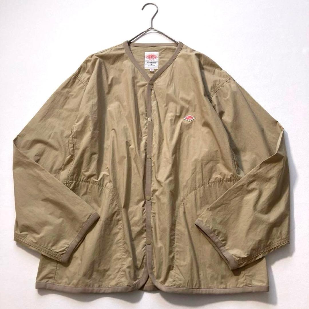 【希少XL相当/極美品】DANTON　シャツカーディガン 薄手 ベージュ 42