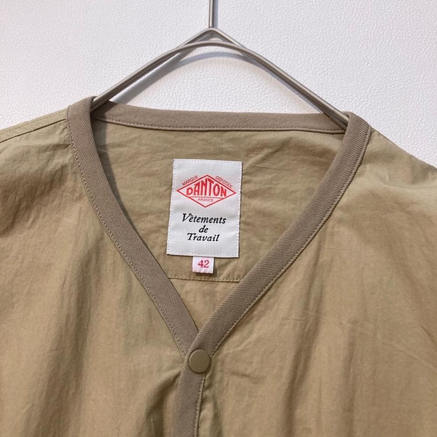 【希少XL相当/極美品】DANTON　シャツカーディガン 薄手 ベージュ 42