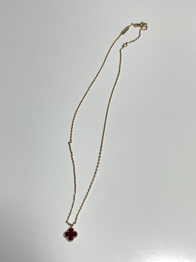 カーネリアン スウィートアルハンブラ　四つ葉のクローバーネックレス　K18