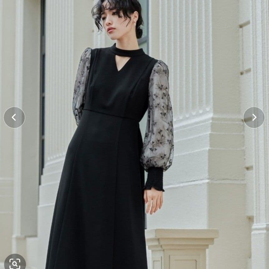 ANDRESD スリーブエンブロイダリードレス ワンピース 結婚式 お呼ばれ