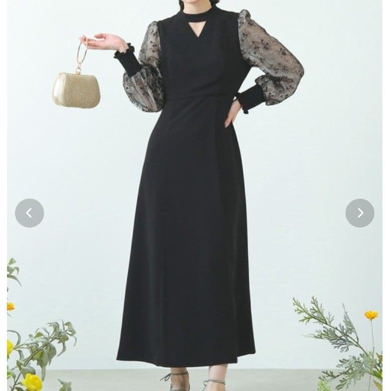 ANDRESD スリーブエンブロイダリードレス ワンピース 結婚式 お呼ばれ