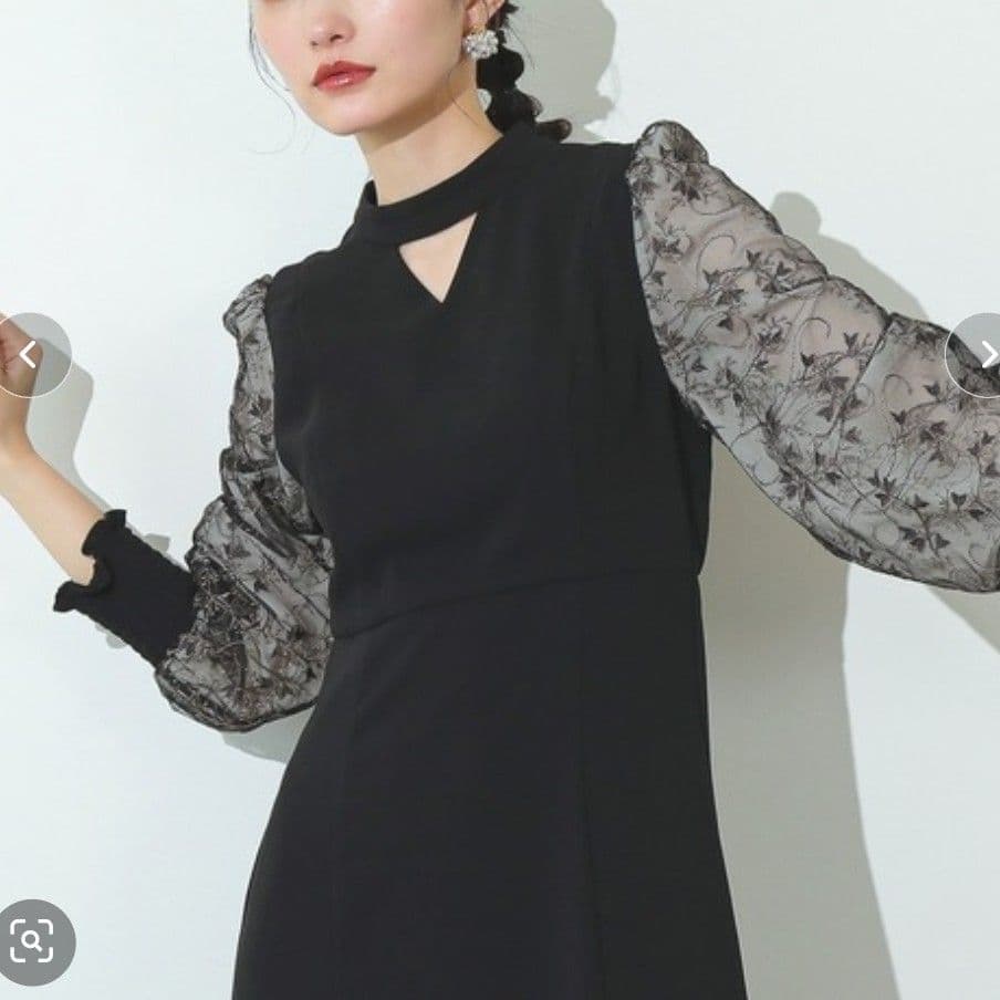 ANDRESD スリーブエンブロイダリードレス ワンピース 結婚式 お呼ばれ