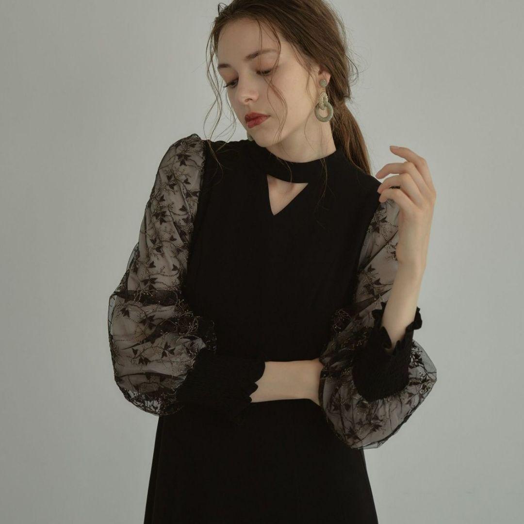 ANDRESD スリーブエンブロイダリードレス ワンピース 結婚式 お呼ばれ