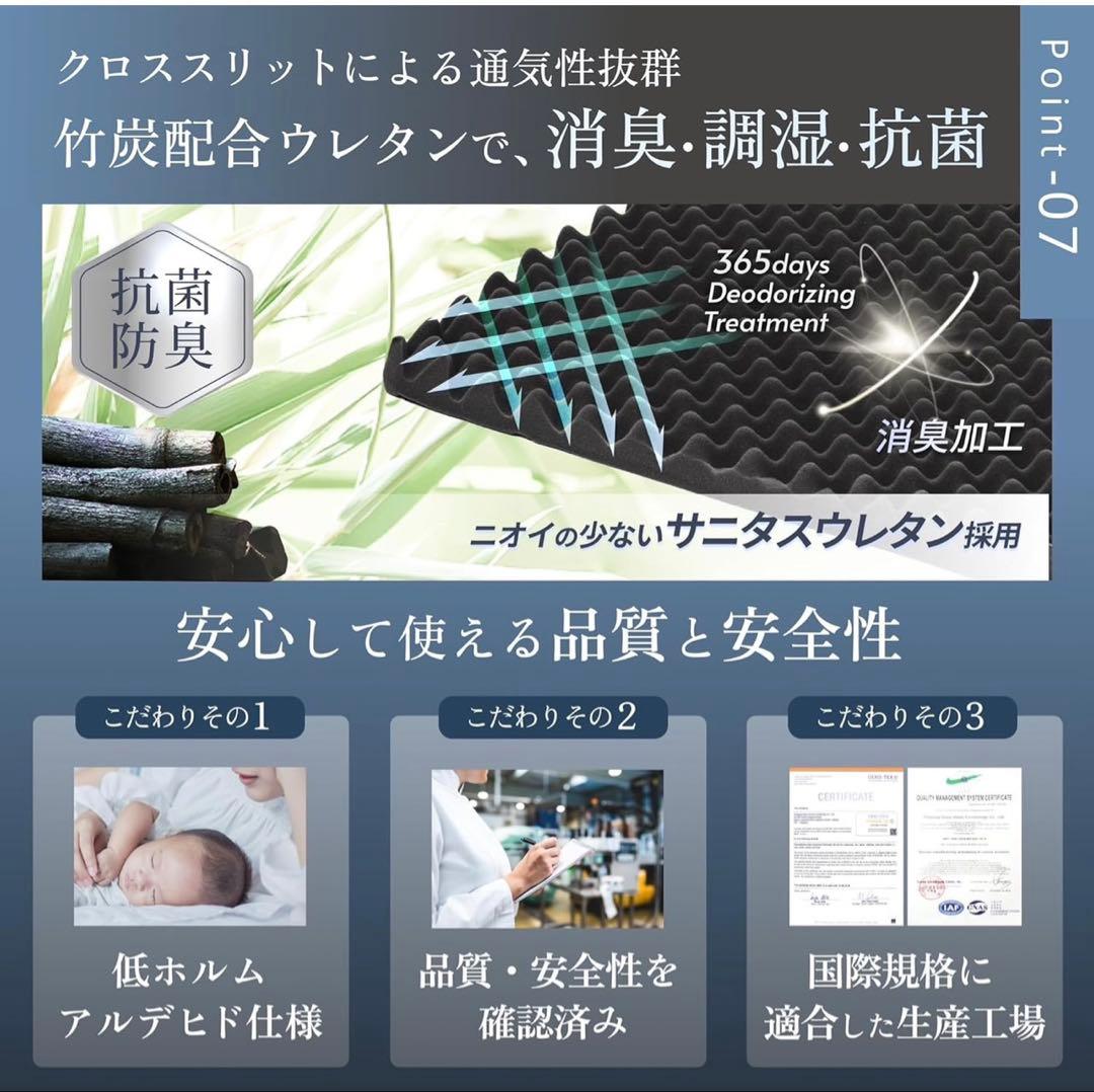 GOKUMIN 三つ折りマットレス 高反発10cm 竹炭配合 抗菌防臭
