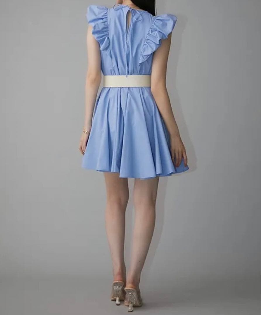 eimy istoire バルーンフリルフレアミニワンピース ブルー