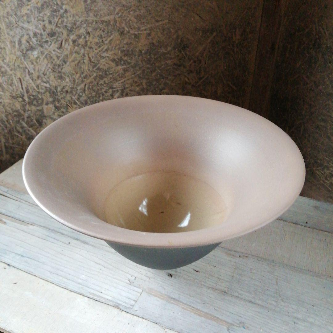 清水焼　小林正明　黒釉窯変紋花器　31.8cm