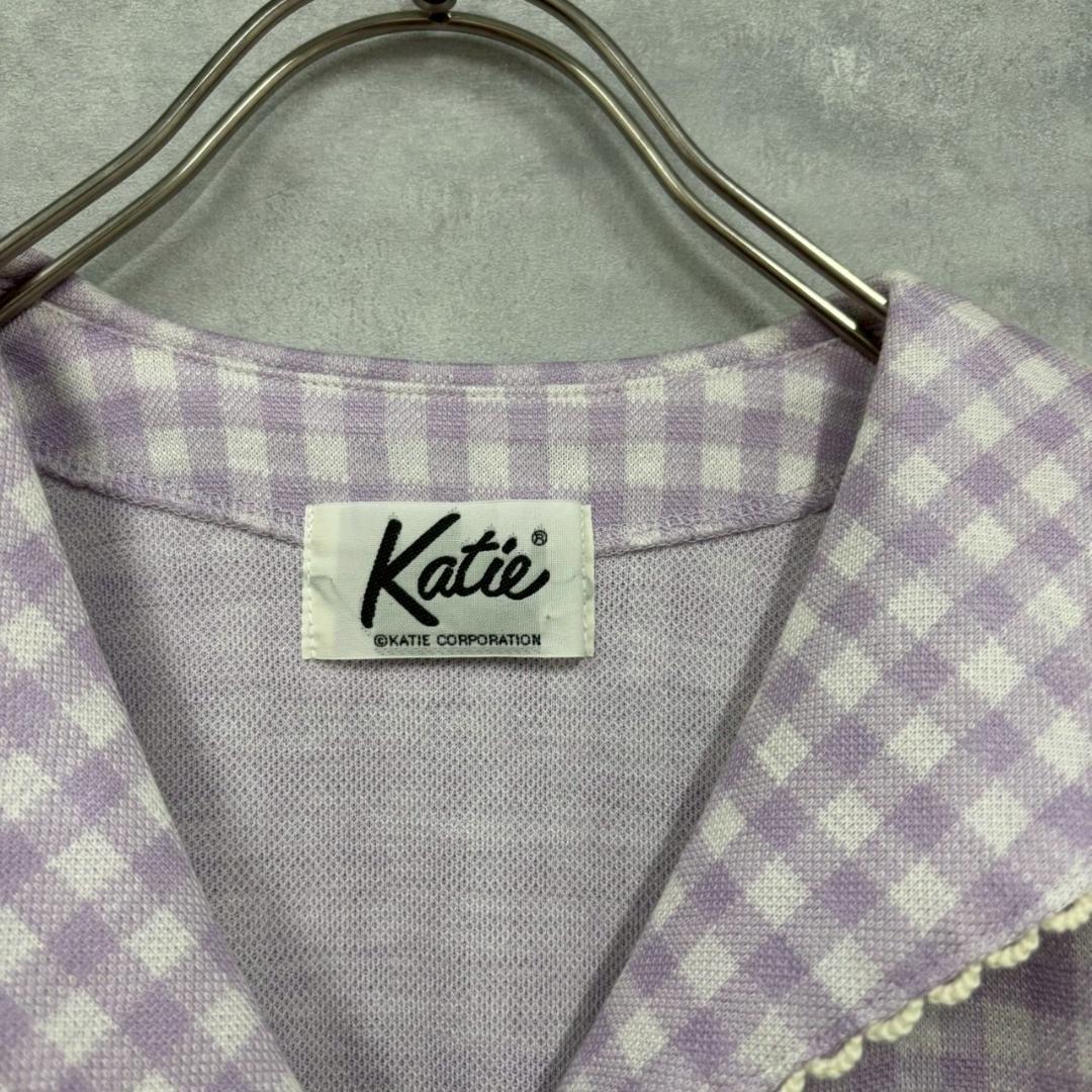 Katie パープル ギンガムチェック ワンピース N2237
