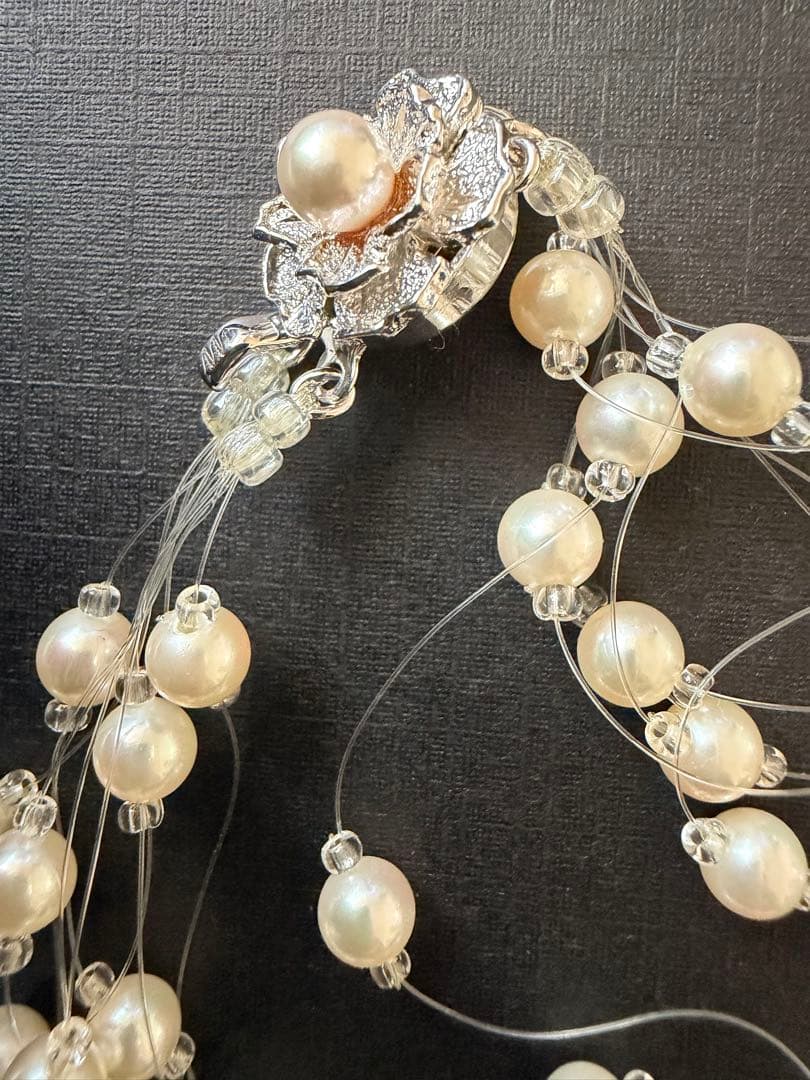 三越 真珠 WINKパール ワイヤー編み ネックレス シルバー金具 53㎝