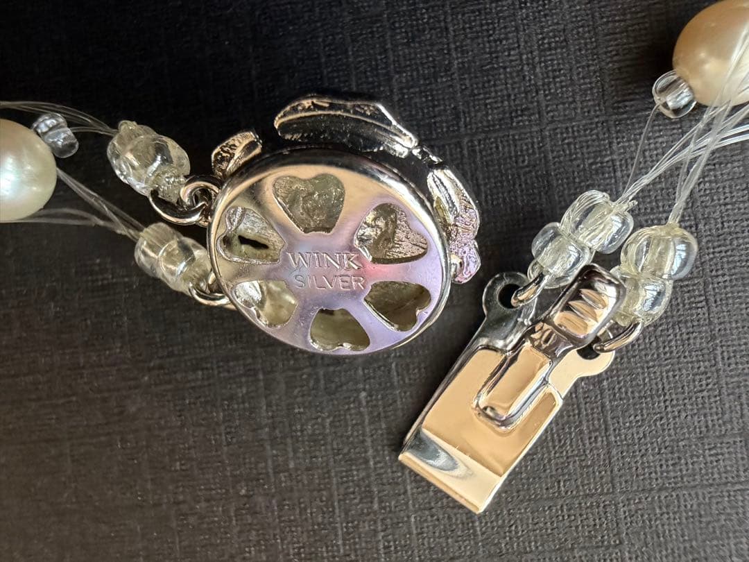 三越 真珠 WINKパール ワイヤー編み ネックレス シルバー金具 53㎝