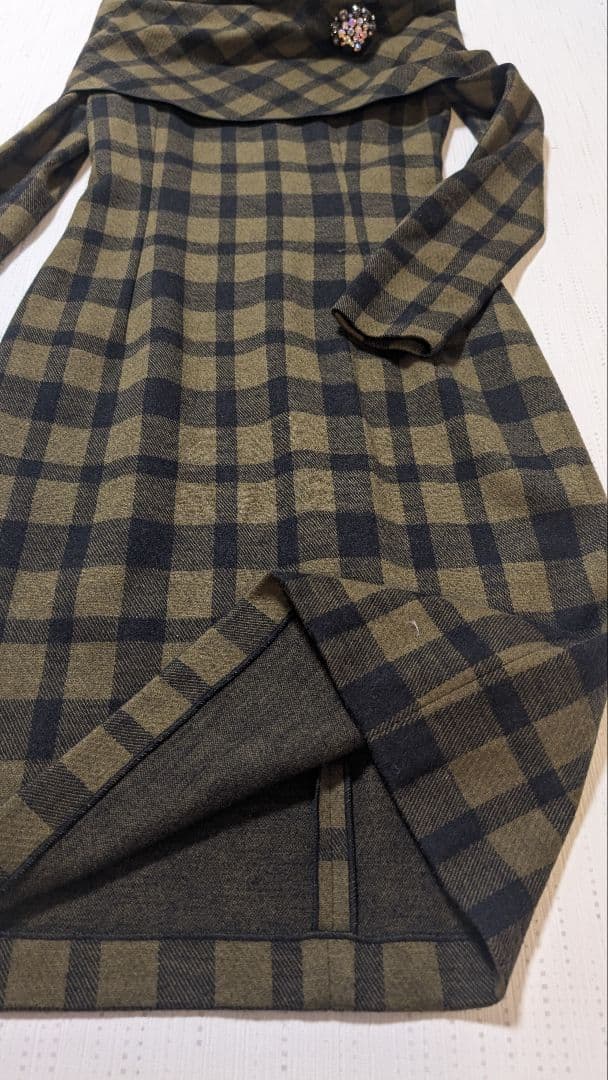 美品　GUCCI グッチ　ワンピース　ウール長袖　チェック　S