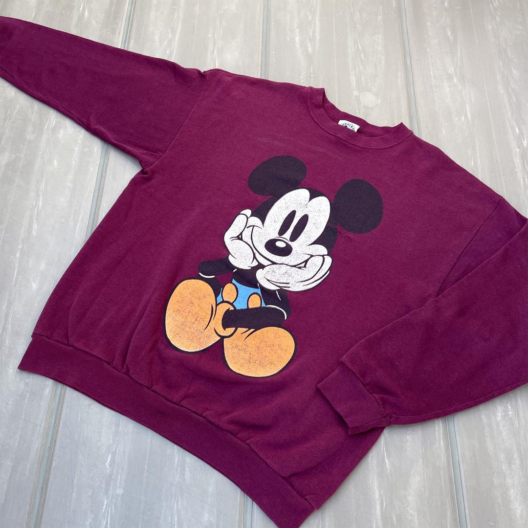 【90年代USA製】ディズニー ミッキー スウェット 青パン お座り ビンテージ