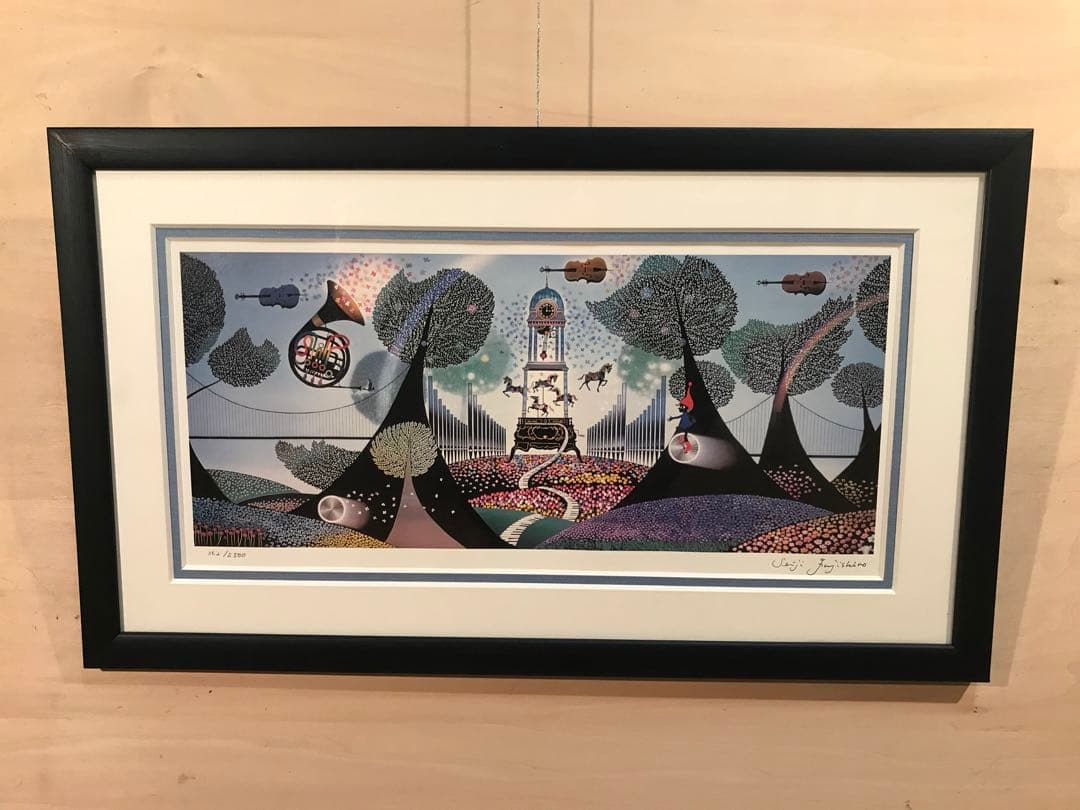 藤城清治　「花園のシンフォニー」　ダイヤモンドスクリーニング　作品証明シール有り