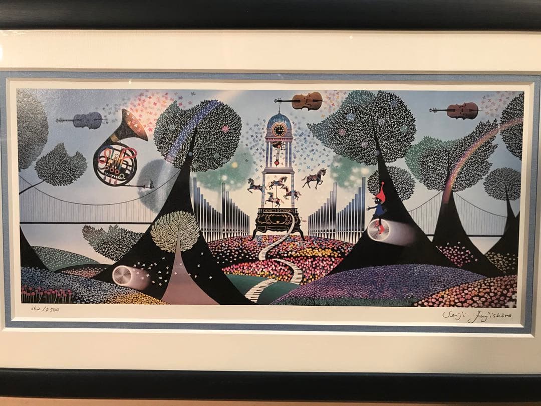 藤城清治　「花園のシンフォニー」　ダイヤモンドスクリーニング　作品証明シール有り