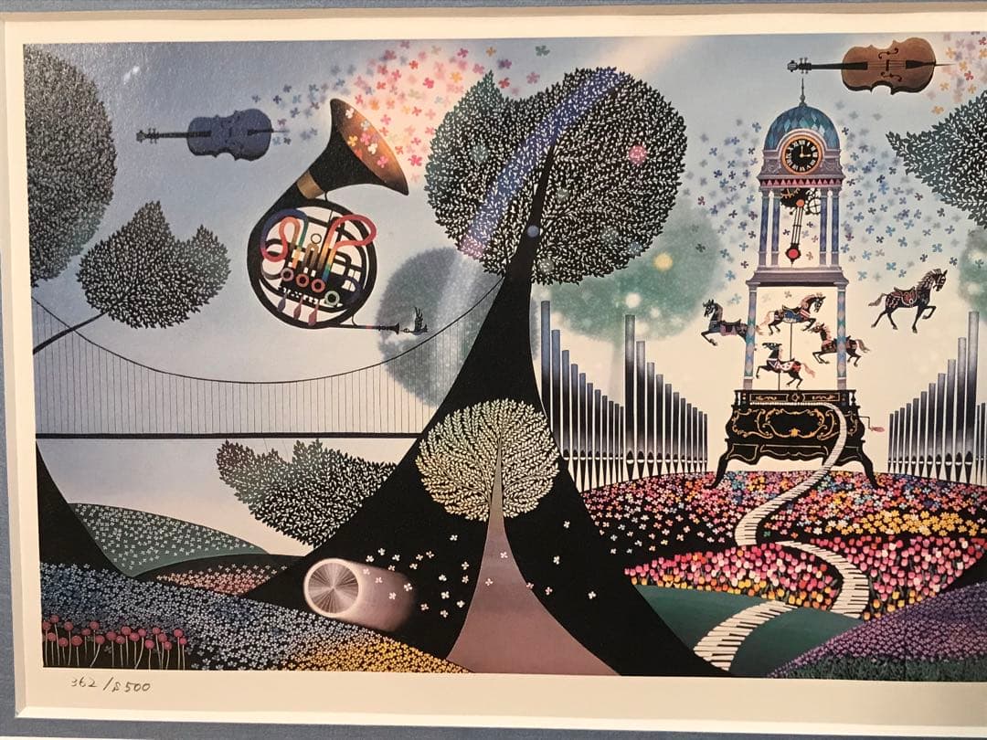 藤城清治　「花園のシンフォニー」　ダイヤモンドスクリーニング　作品証明シール有り