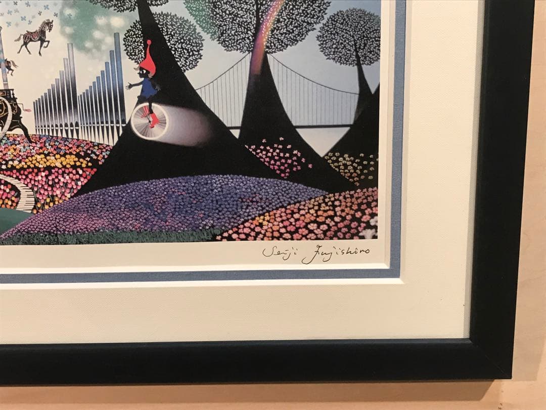 藤城清治　「花園のシンフォニー」　ダイヤモンドスクリーニング　作品証明シール有り