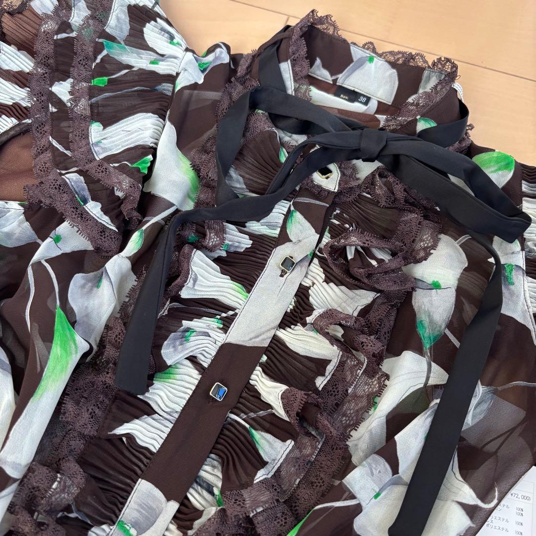 Sov. ソブ　2025SS　シフォンフリルワンピース　マキシ丈 インナー付き