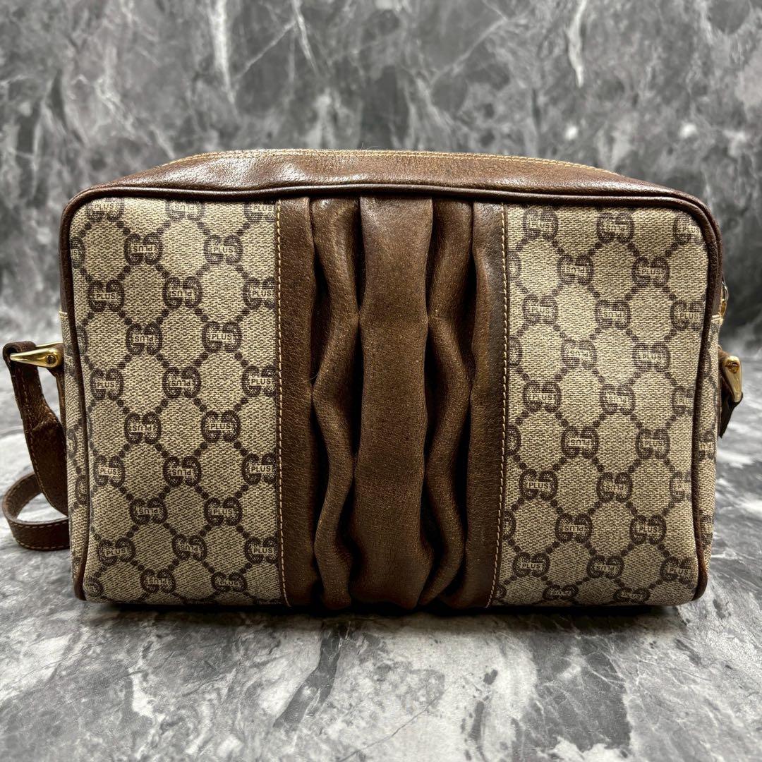 ✨美品✨GUCCI GG ショルダーバッグ ブラウン ベージュ 金具 レザー