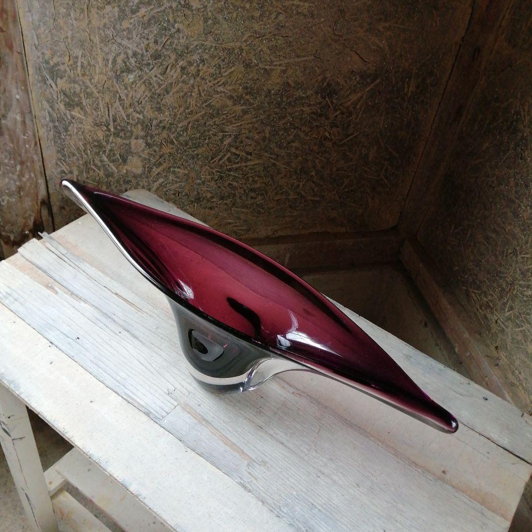 ガラス製　鍔広形池坊花器　55.5cm