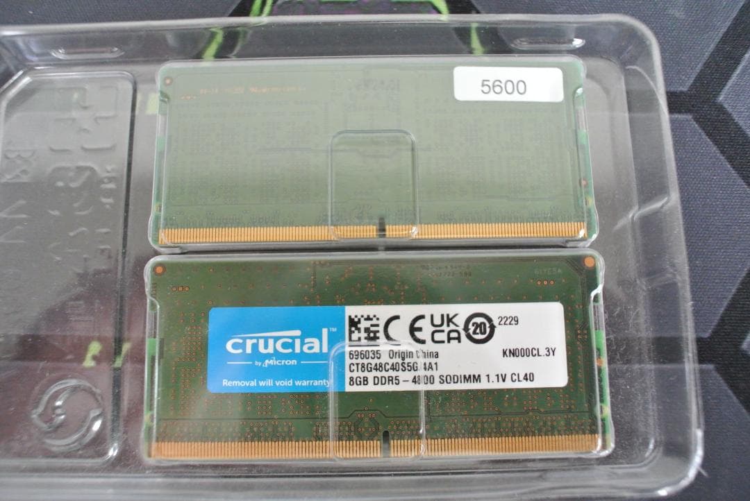 DDR5 8GB 2個 計16GB ノート用動作品