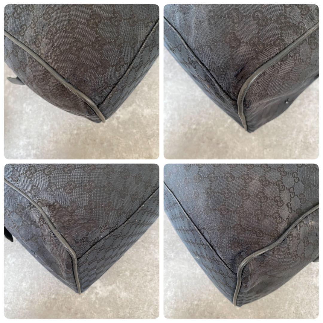 GUCCI グッチ　ボストンバッグ　GGキャンバス　シェリーライン　ブラック　黒