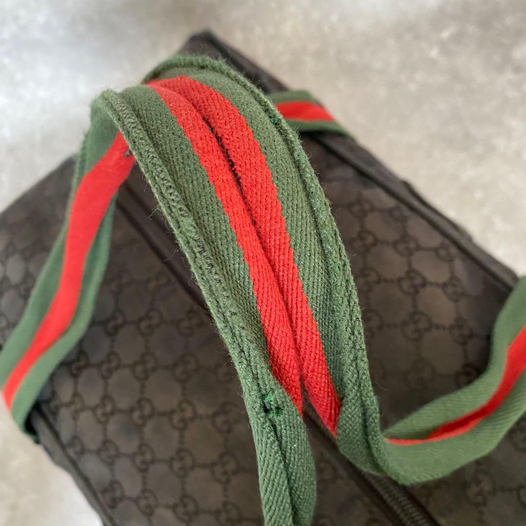 GUCCI グッチ　ボストンバッグ　GGキャンバス　シェリーライン　ブラック　黒