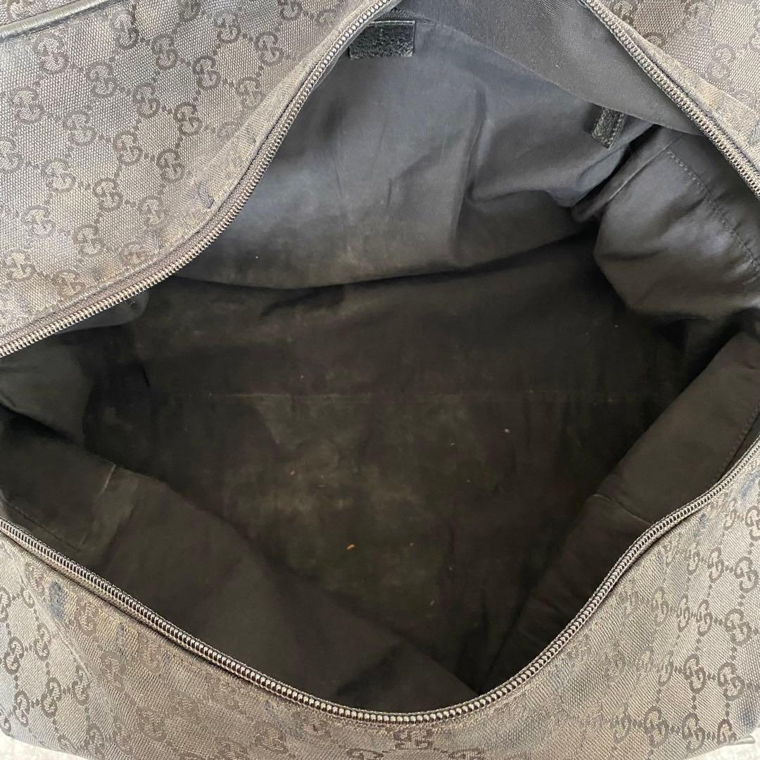 GUCCI グッチ　ボストンバッグ　GGキャンバス　シェリーライン　ブラック　黒