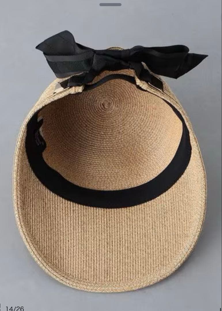 アシーナニューヨーク　ジャネット　麦わら帽子キャップ　黒リボン