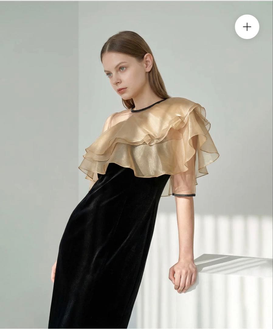 LEJA アシンメトリーティアードフリル3WAYベロアワンピースドレス