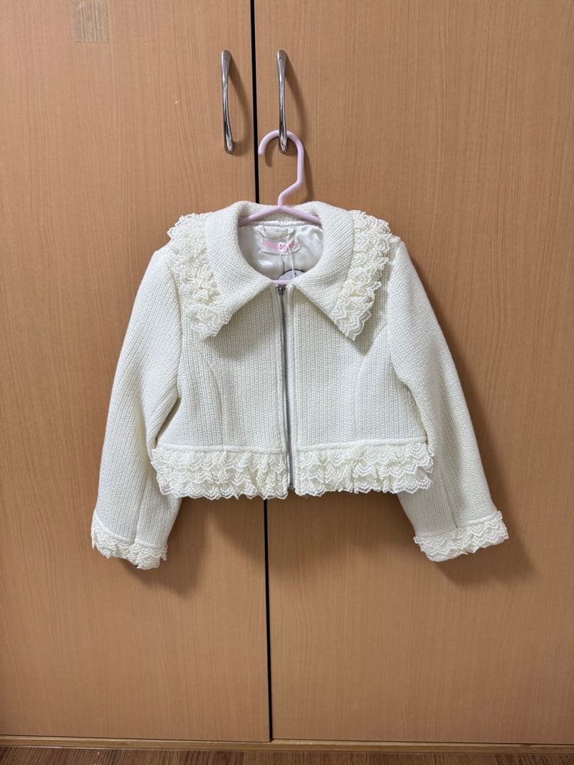 mezzo piano 35thツィードジャケット＆バラ柄スカート　セットアップ