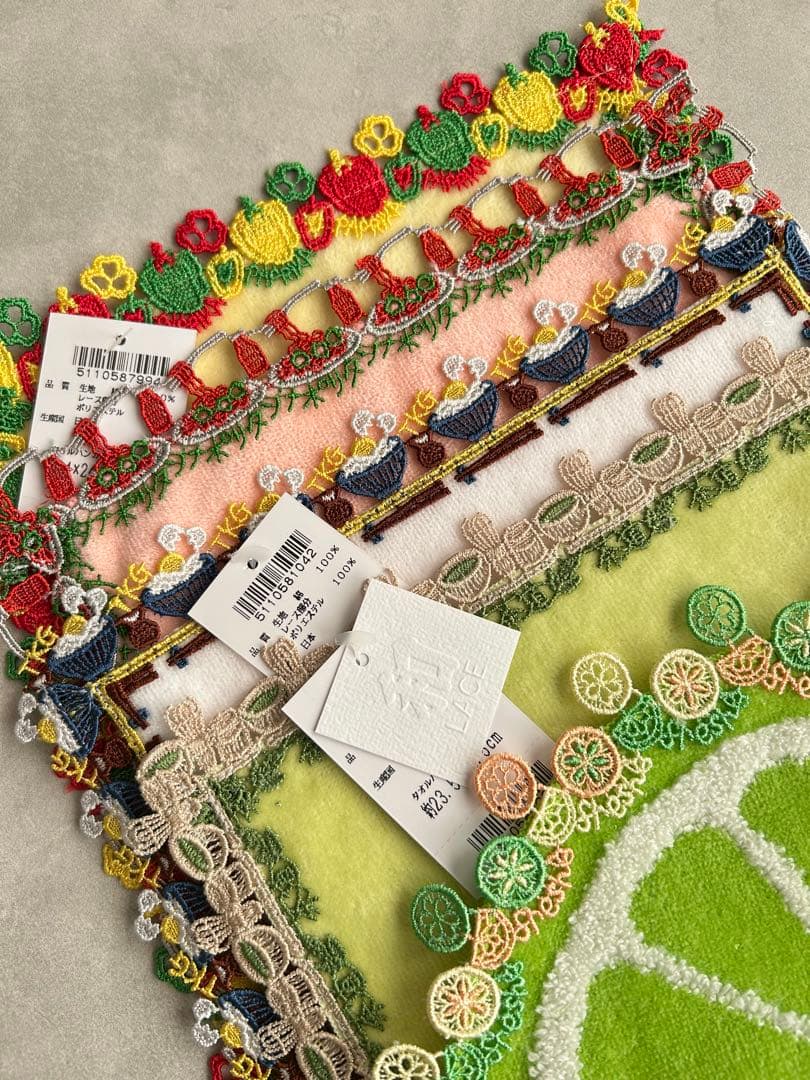 近沢レース　パプリカ.ナポリタン.TKG.茶道.柑橘系　5枚セット　新品