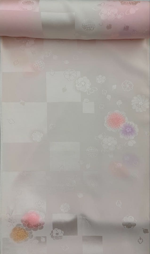 正絹　振袖用長襦袢　反物　未仕立て品　ゆとりサイズ　ピンクぼかし