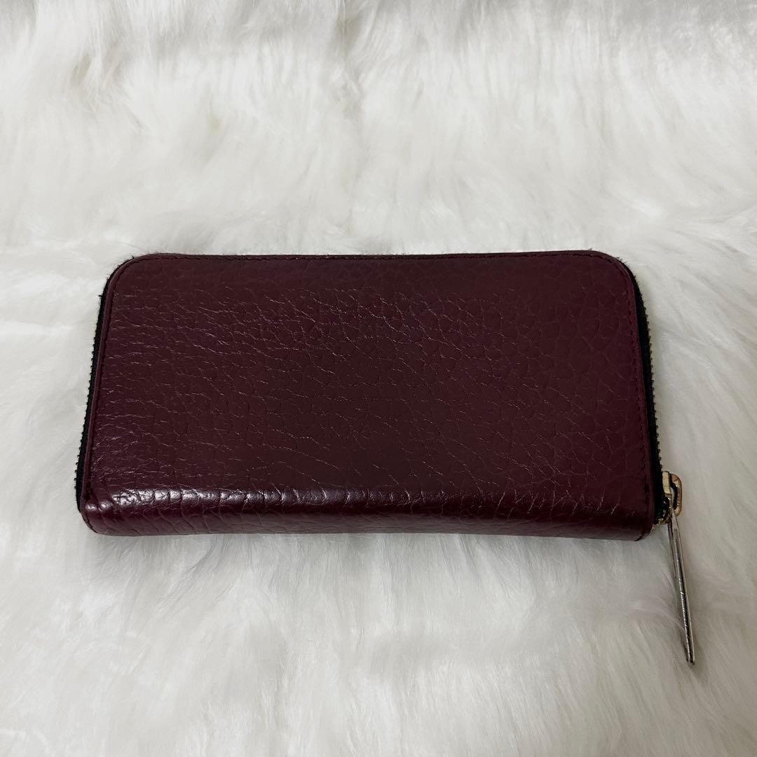 【美品】BURBERRY レザー 長財布 ノバチェック プレート ロゴ ボルドー