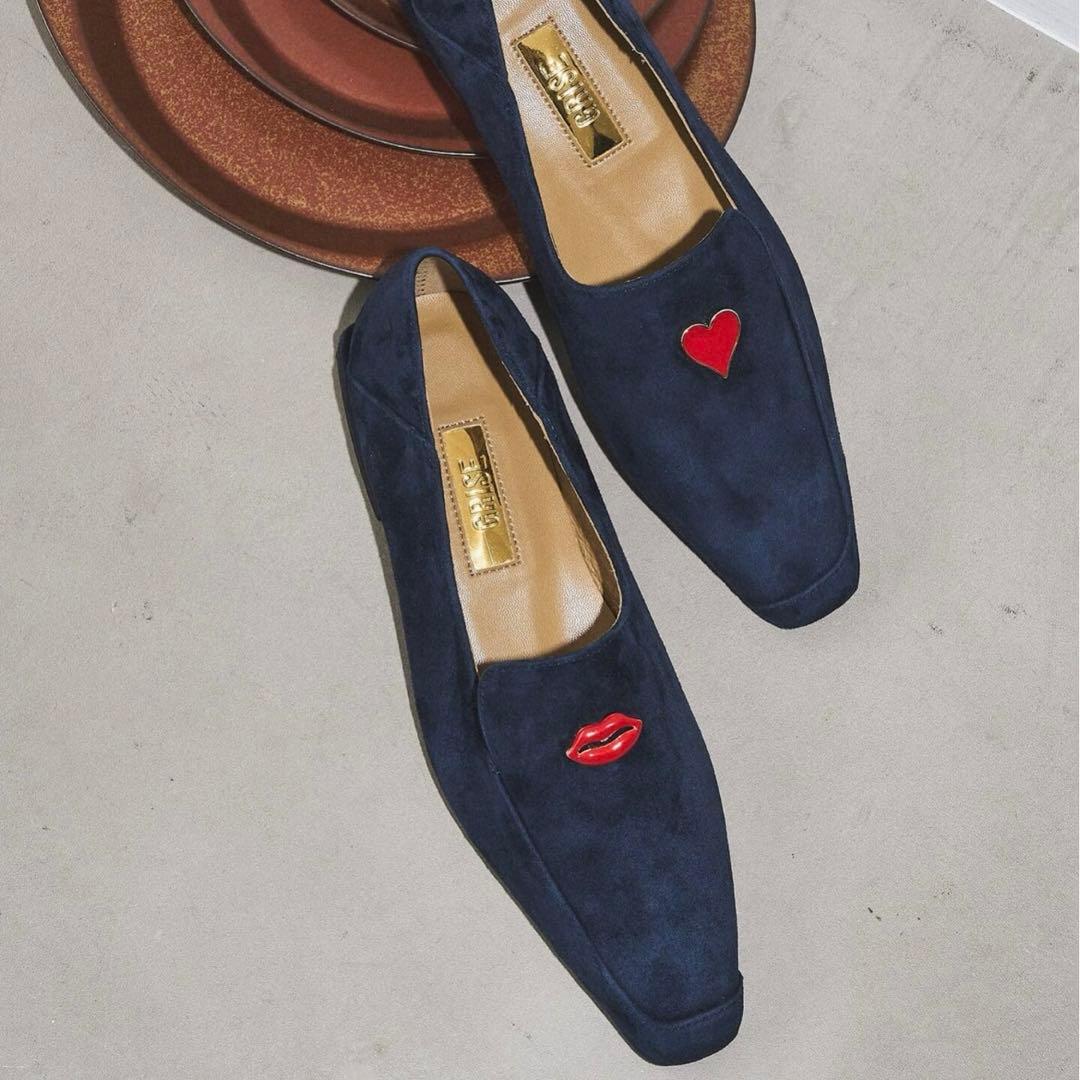 Letalon GRISE ナロースクエアモチーフローファー/ネイビー