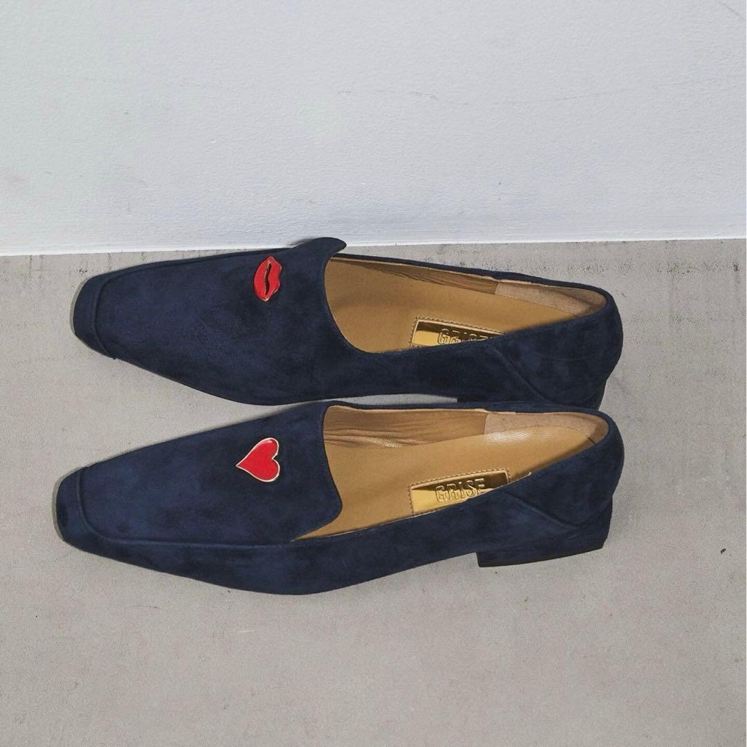 Letalon GRISE ナロースクエアモチーフローファー/ネイビー