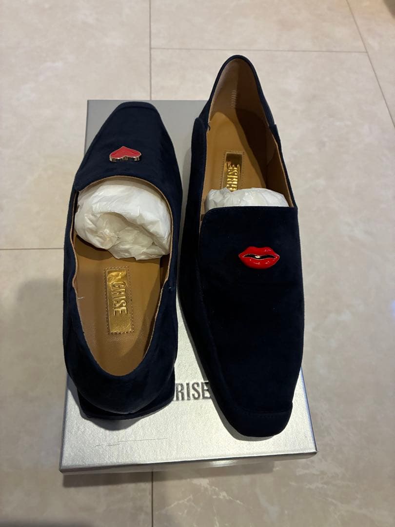 Letalon GRISE ナロースクエアモチーフローファー/ネイビー