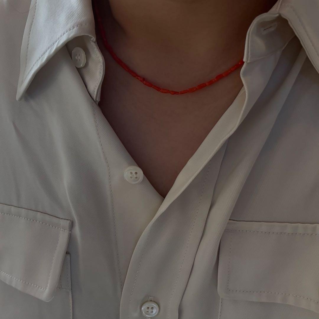 鑑定書付き　天然赤珊瑚のペンダントネックレス　地中海珊瑚　無染色